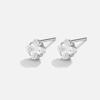 Silver Crystal Clover Stud Earrings