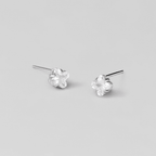 Silver Crystal Clover Stud Earrings