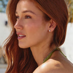 Silver Crystal Clover Stud Earrings