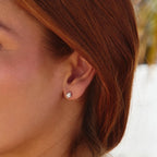 Silver Crystal Clover Stud Earrings