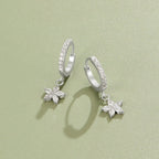 Silver Crystal Petal Drop Earrings