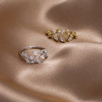 Silver Crystal Vine Ring