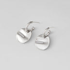 Silver Disc Drop Earrings