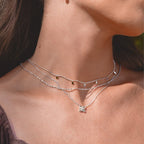 Silver Four Leaf Crystal Necklace