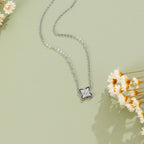 Silver Four Leaf Crystal Necklace