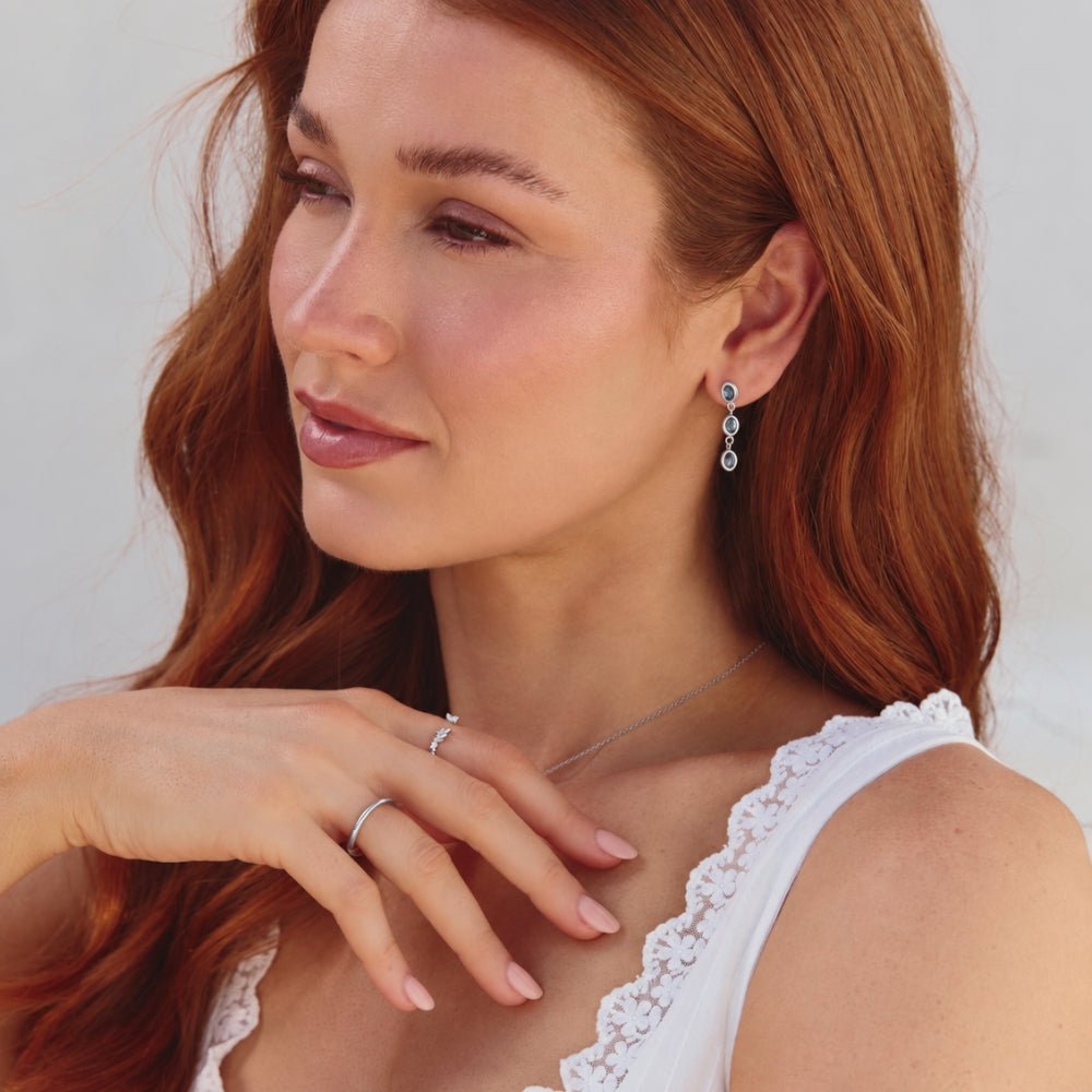 Silver Iridescent Drop Earrings