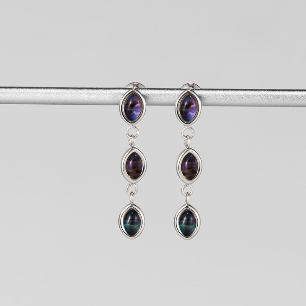 Silver Iridescent Drop Earrings