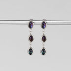 Silver Iridescent Drop Earrings