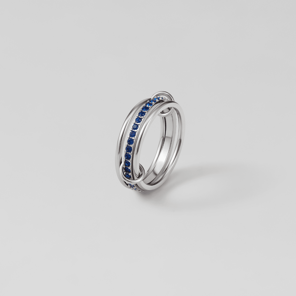 Silver Layered Kaili Blue Crystal Ring