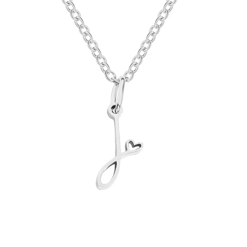 Silver Letter Heart Necklace