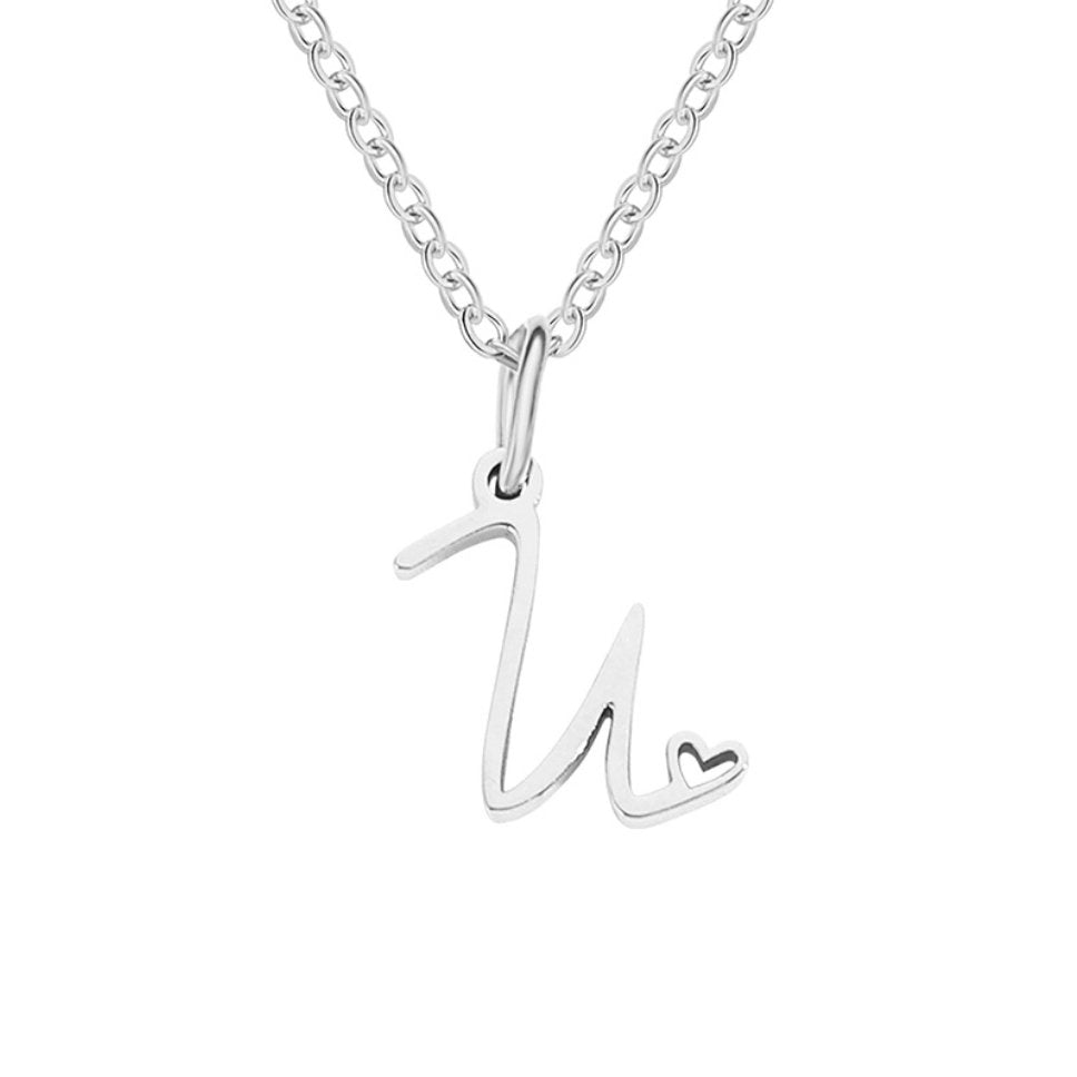 Silver Letter Heart Necklace