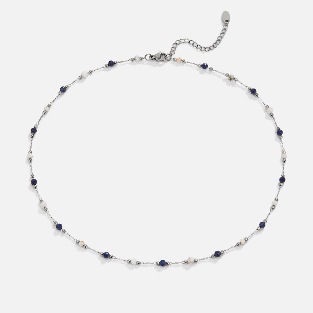 Silver Lulu Midnight Beaded Stone Necklace
