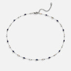 Silver Lulu Midnight Beaded Stone Necklace