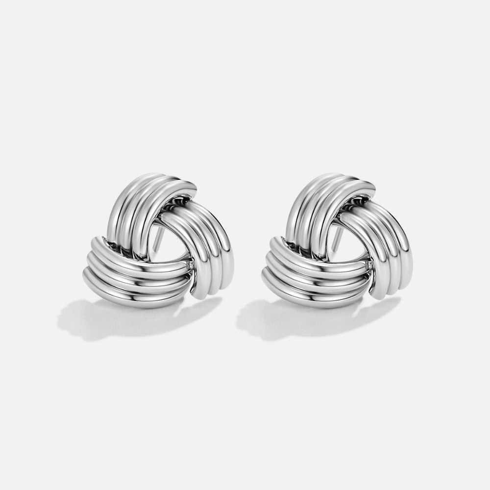 Silver Maxi Twist Stud Earrings