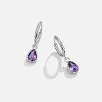 Silver Purple Teardrop Earrings