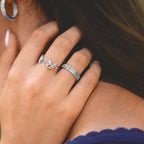 Silver Sculpted Flower Band Ring
