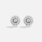 Silver Sunflower Stud Earrings
