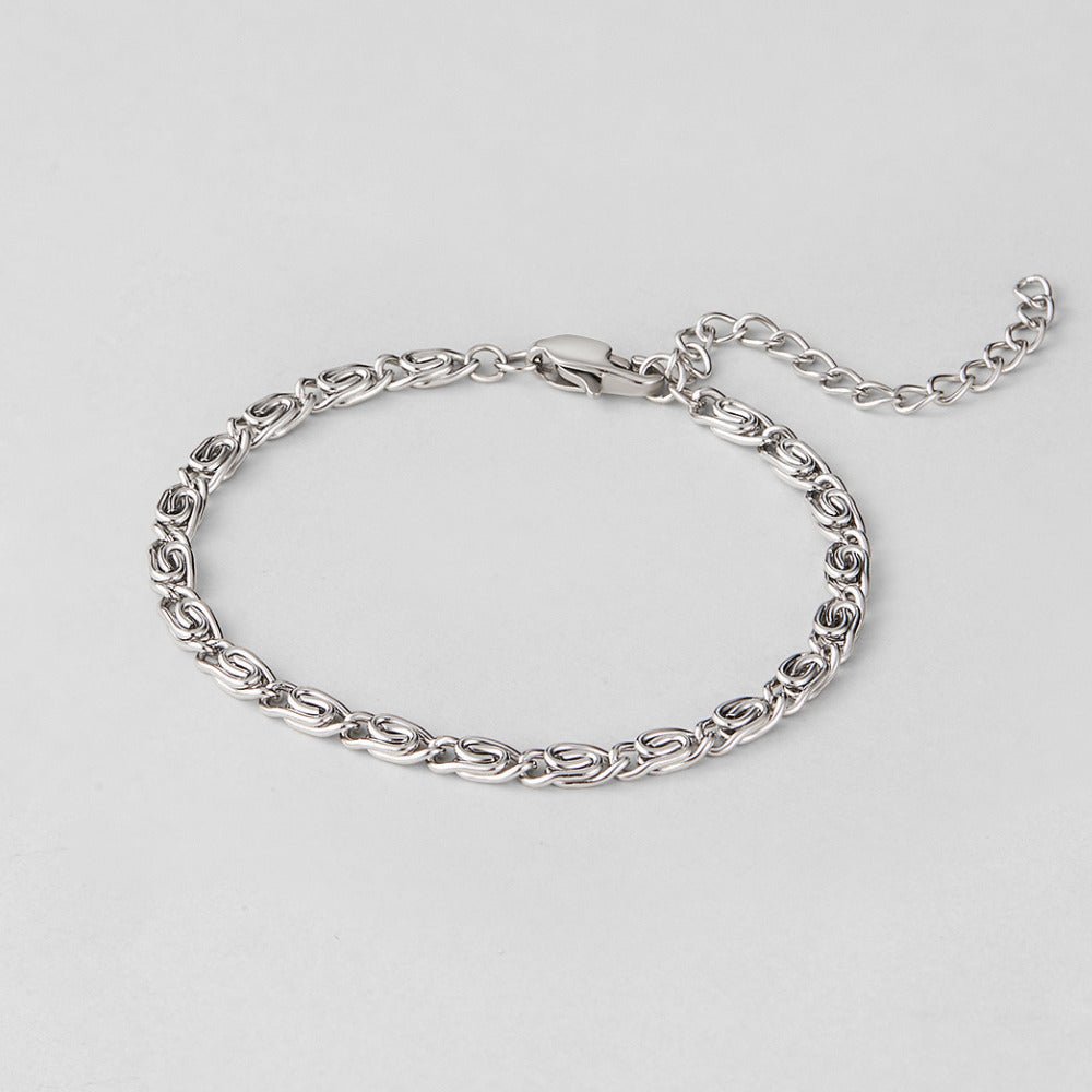 Silver Swirl Link Chain Bracelet