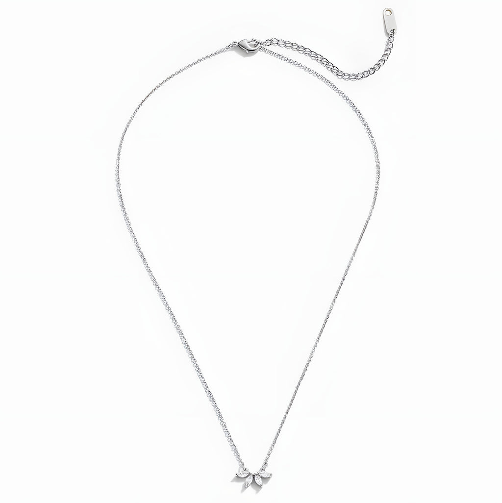 Silver Tiffany Crystal Leaf Pendant Necklace