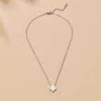 Silver White Clover Necklace