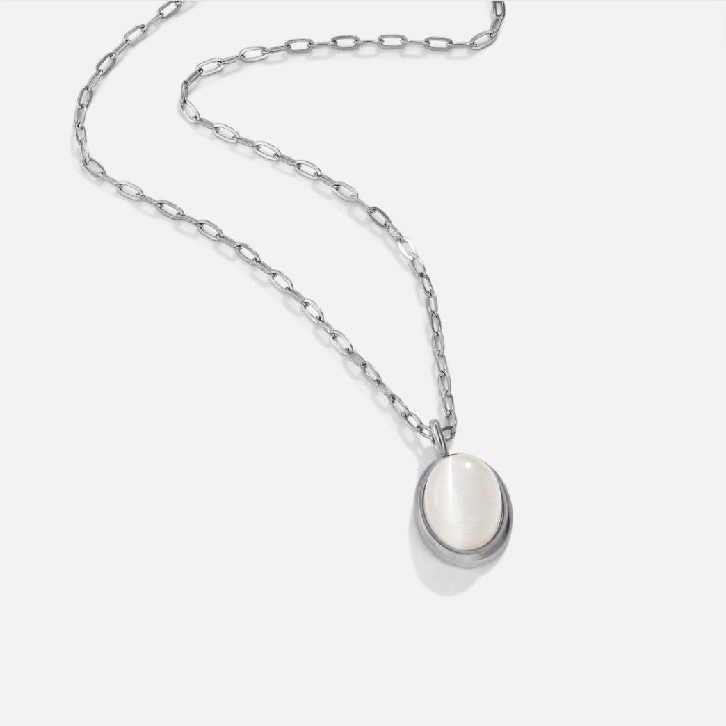 Silver White Opal Necklace