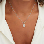 Silver White Opal Necklace