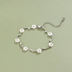 Silver White Pearl Blossom Bracelet