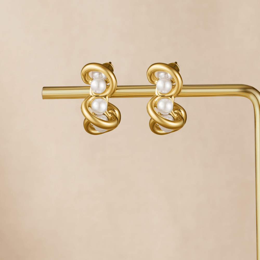 Tara Gold Entwined Pearl Earrings