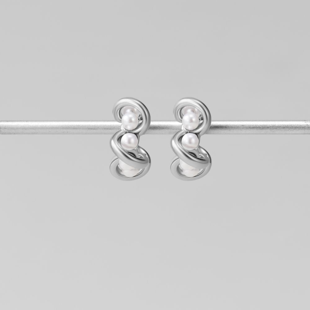 Tara Silver Entwined Pearl Earrings