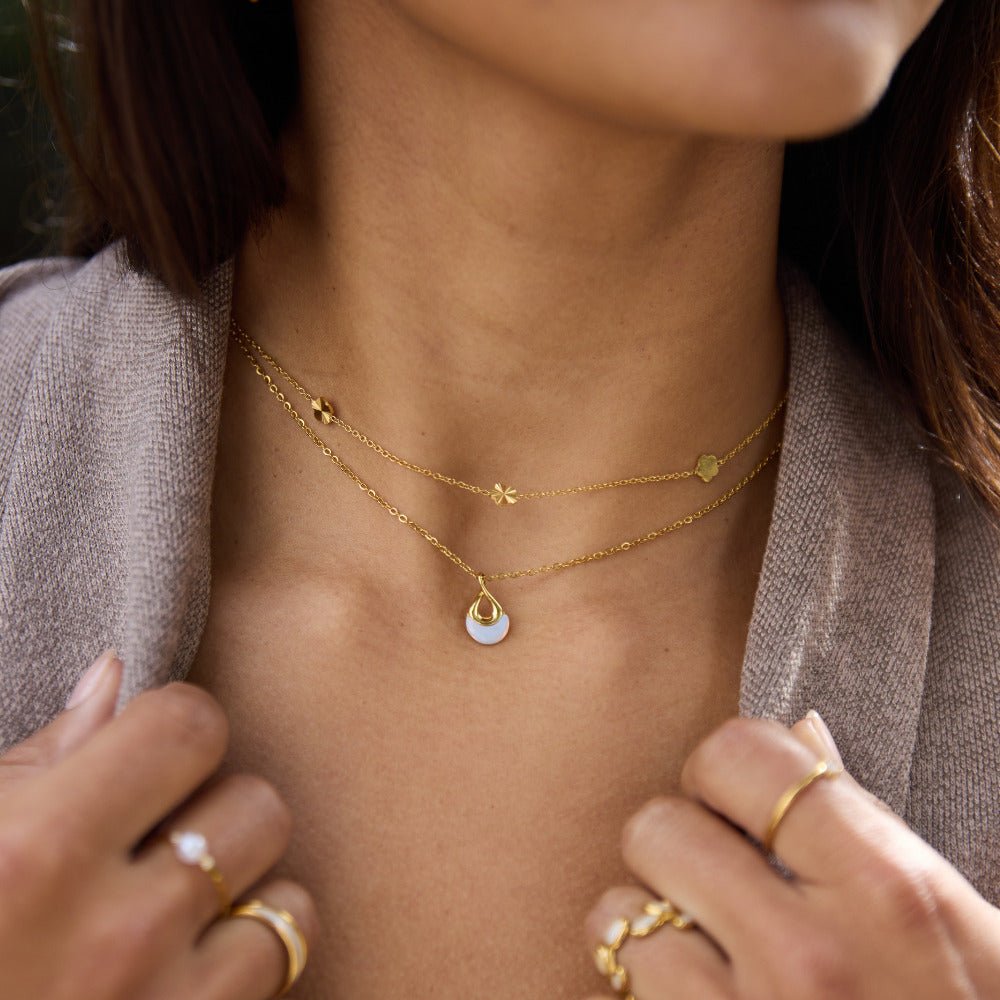 Tiffany White Stone Pendant Necklace
