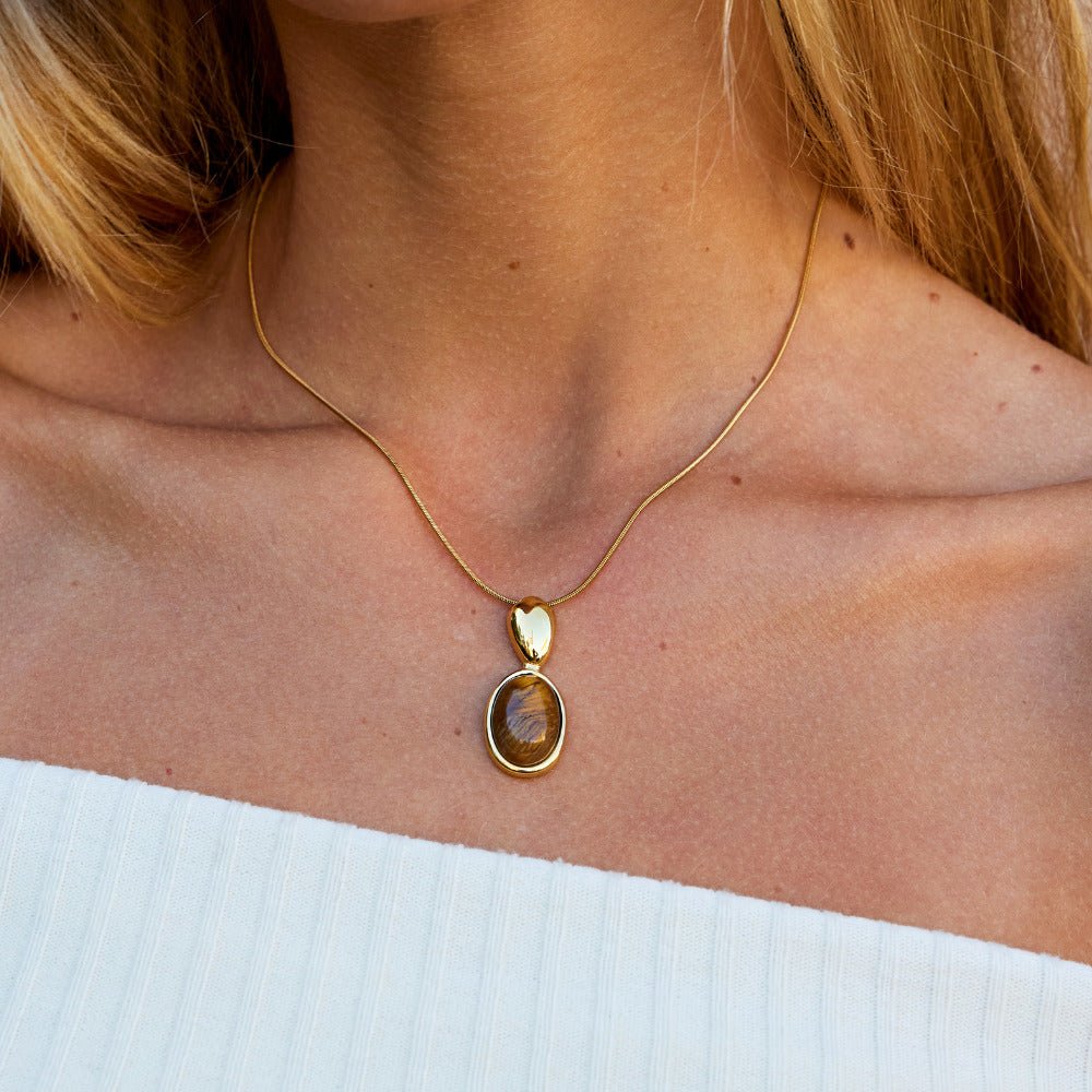 Tiger Eye Stone Long Necklace
