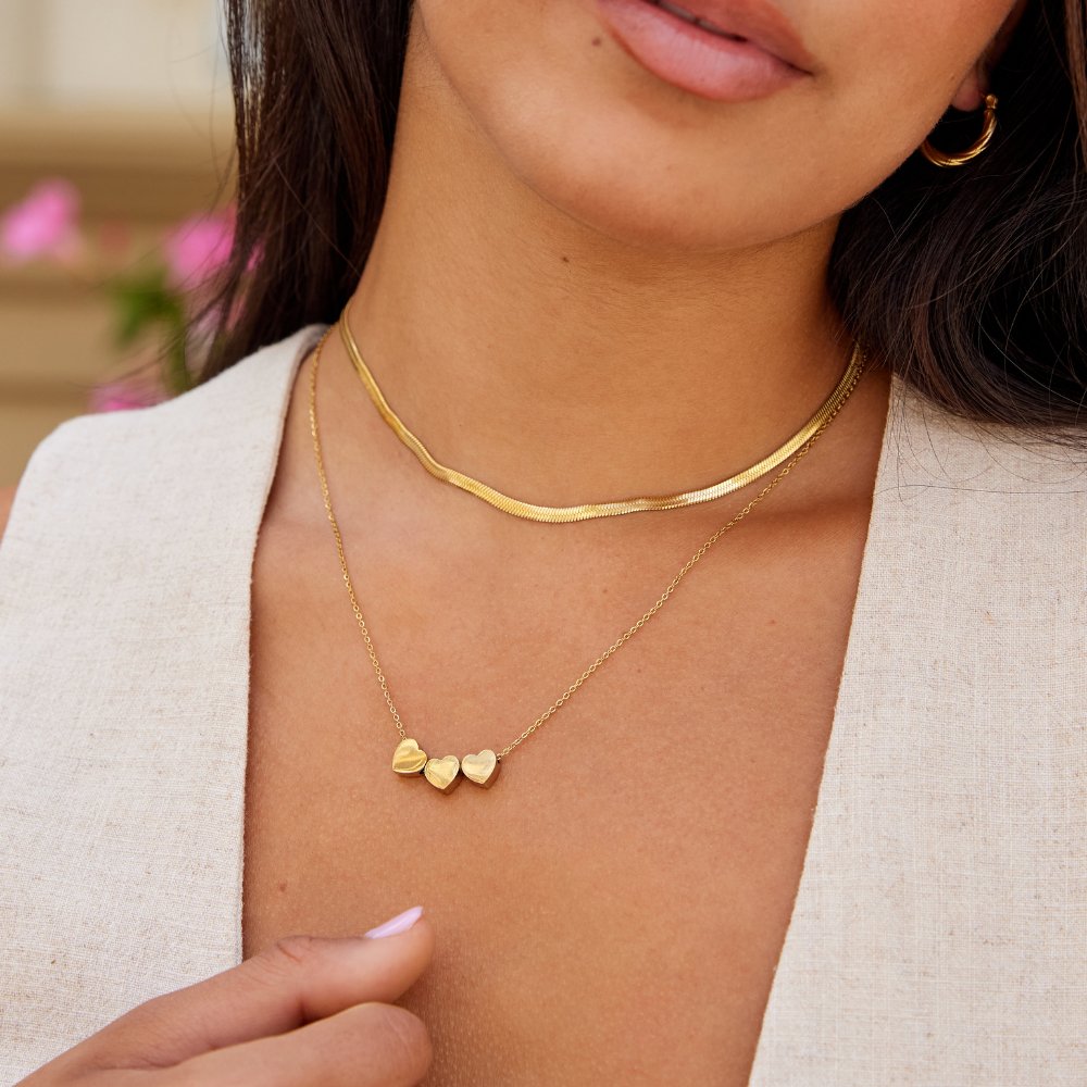 Trio Heart Pendant Necklace