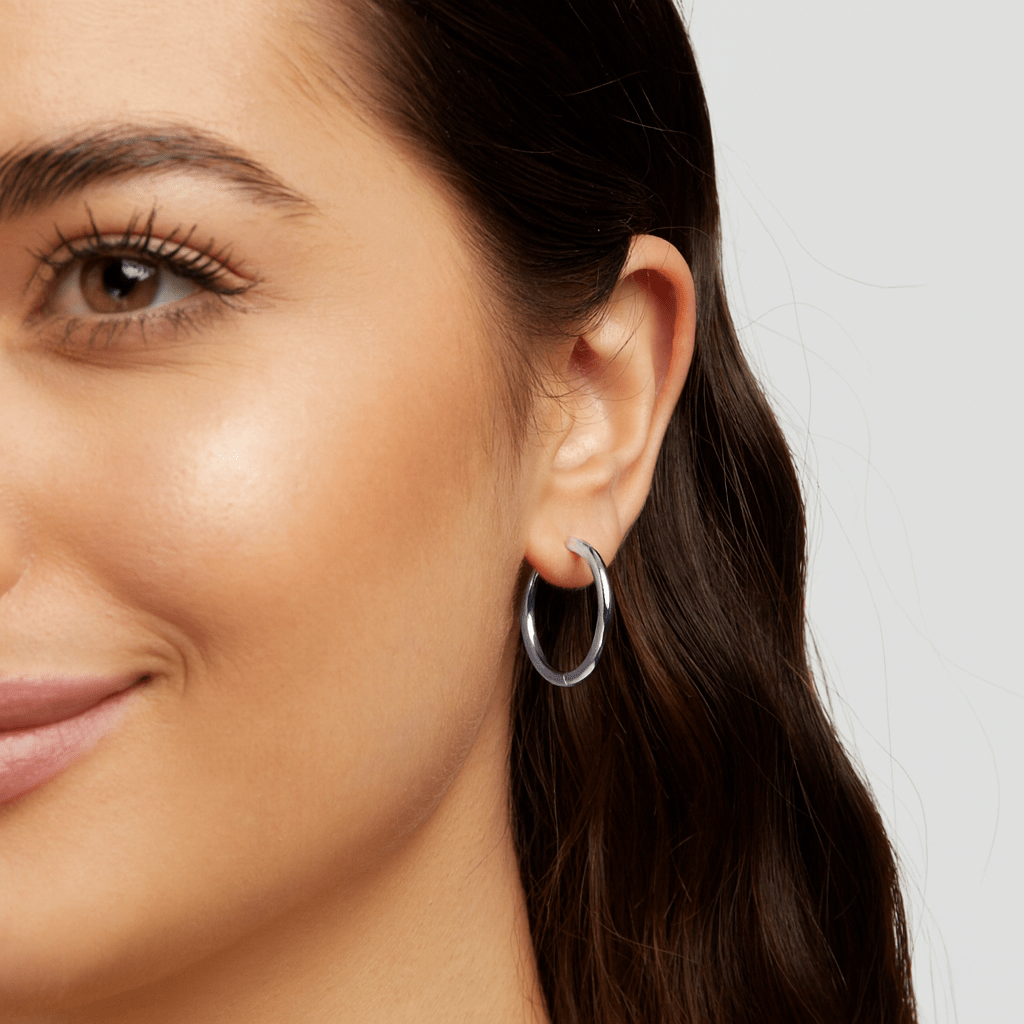 Triple Hoop Earrings Silver Set