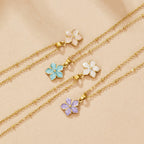 Turquoise Sakura Bloom Gold Necklace