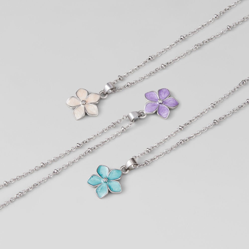 Turquoise Sakura Bloom Silver Necklace