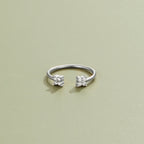 Twin Petal Silver Ring