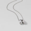 Twin Silver & Crystal Ring Pendant Necklace
