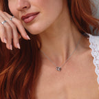 Twin Silver & Crystal Ring Pendant Necklace