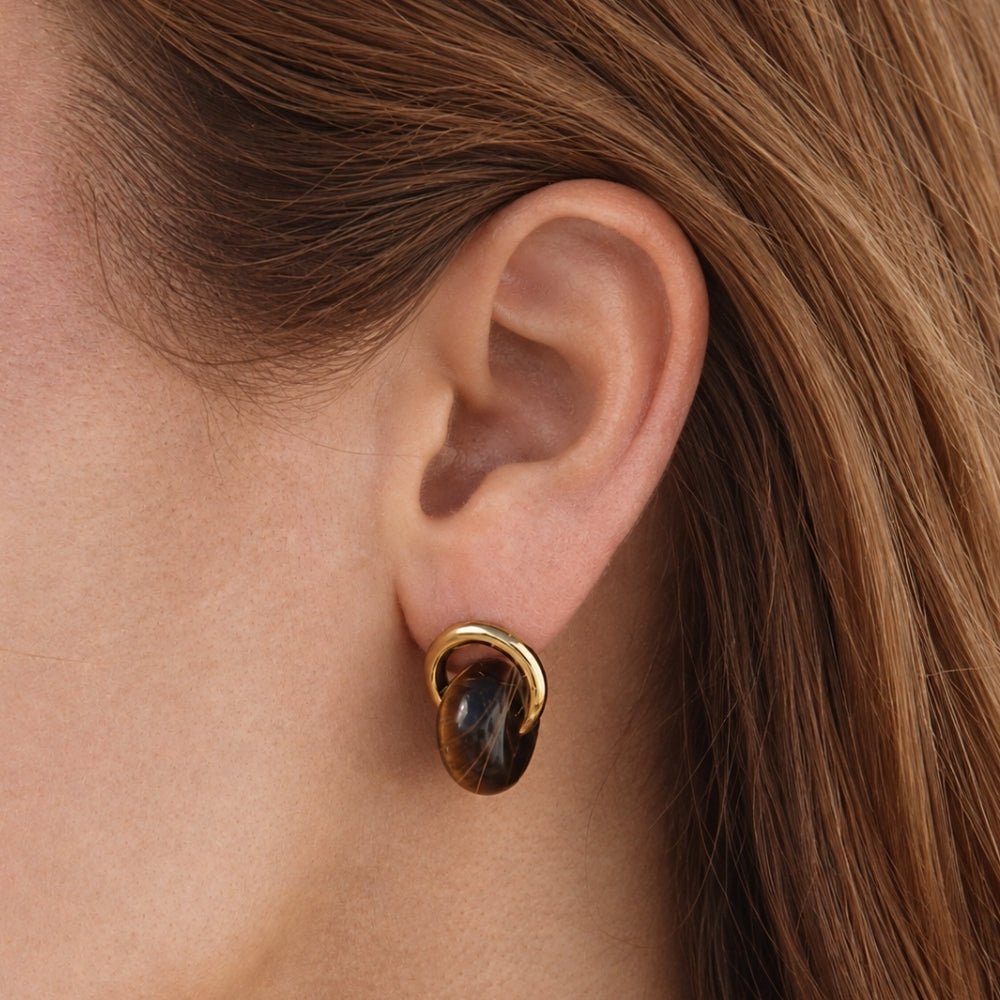 Twisted Amber Gold Earrings