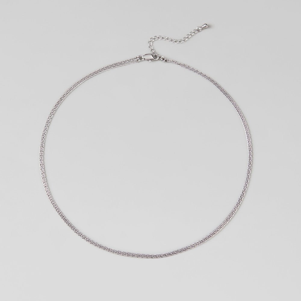 Vina Silver Multi Layered Chain Necklace