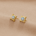 Vintage Blue Opal Stud Earrings