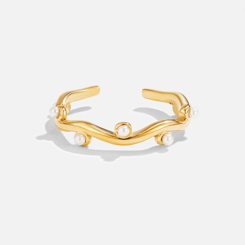 Wavey Pearl 18K Gold Ring
