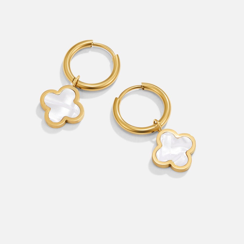 White Clover Hoop Earrings