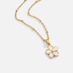 White Sakura Bloom Gold Necklace